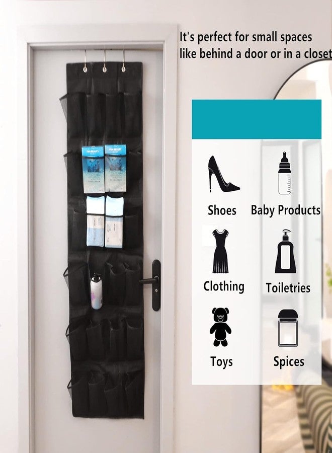 ORBITORA 24 Grid Shoe Storage Bag 24 Mesh Pockets Hanging Shoe Rack Holder with 3 Metal Hooks，Used For Closet Bathroom Bedroom Dorm Room Hanging Mesh Organizer Pack Of 1 (multi) - Image 3